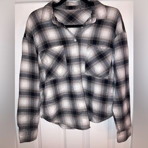 Black and White Plaid Button Down Shirt